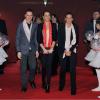Louis Ducruet, Pauline Ducruet, et la princesse Stéphanie de Monaco lors de la cérémonie de clôture de la New Generation, 2e compétition de Cirque pour de jeunes artistes à Monaco le 3 février 2013.