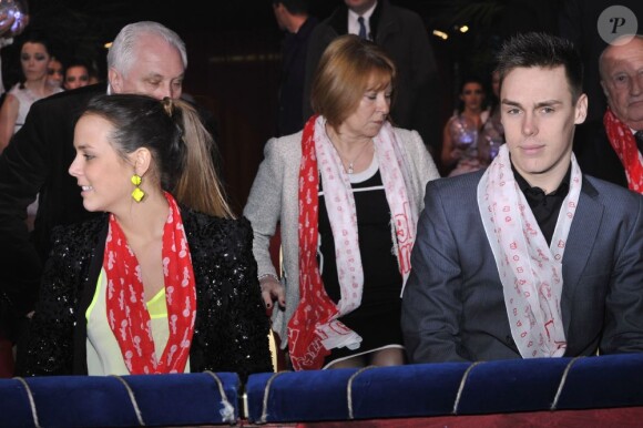Louis Ducruet, Pauline Ducruet lors de la cérémonie de clôture de la New Generation, 2e compétition de Cirque pour de jeunes artistes à Monaco le 3 février 2013.