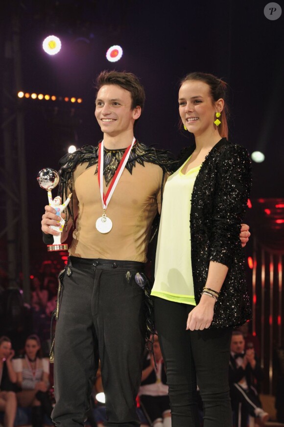 Nicolai Kuntz et Pauline Ducruet lors de la cérémonie de clôture de la New Generation, 2e compétition de Cirque pour de jeunes artistes à Monaco le 3 février 2013.