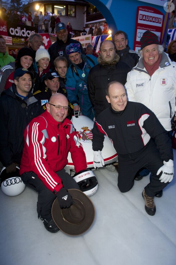 Le prince Albert de Monaco à St Moritz (Suisse) pour les championnats du monde de bobsleigh et de skeleton, début février 2013.