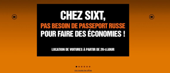 Publicité pour Sixt s'inspirant de l'affaire Gérard Depardieu - janvier 2013