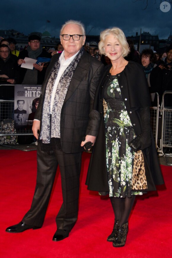Sir Anthony Hopkins et Dame Helen Mirren lors de l'avant-première à Londres de Hitchcock le 9 décembre 2012