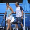 Marion Bartoli et son père Walter lors d'un entraînement avant l'Open d'Australie à Melbourne le 12 janvier 2013