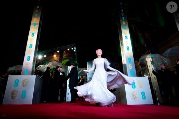 Helen Mirren sur le tapis rouge des BAFTA à Londres, le 10 février 2013.