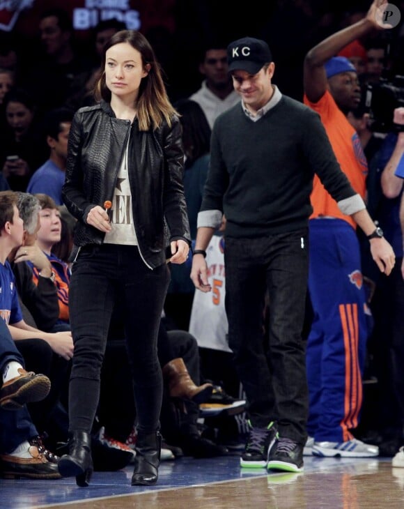 Olivia Wilde et Jason Sudeikis au Madison Square Garden de New York le 10 février 2013.