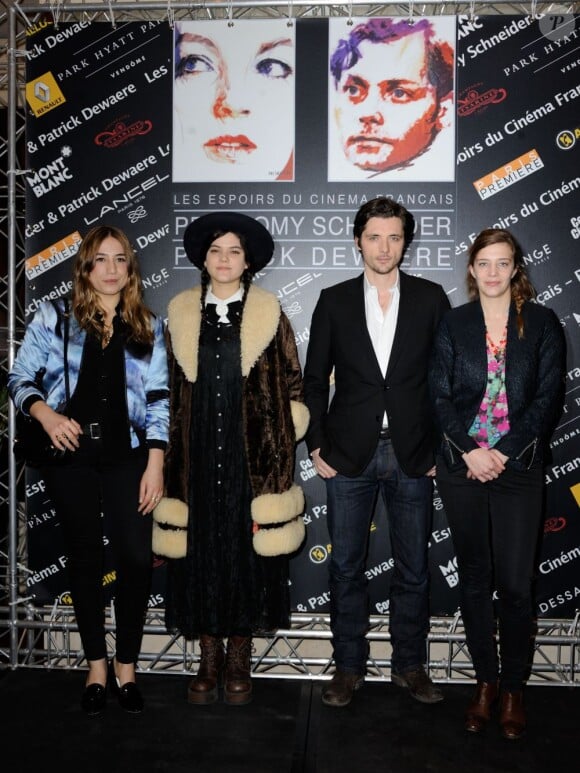 Izïa Higelin, Soko, Raphaël Personnaz et Céline Sallette lors de la conférence de presse des prix Romy Schneider et Patrick Dewaere Awards à Paris le 11 février 2013