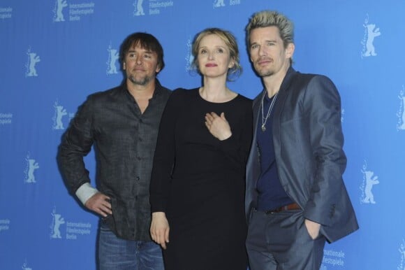 Richard Linklater, Julie Delpy et Ethan Hawke le trio de Before Midnight à la 63e Berlinale, le 11 février 2013.