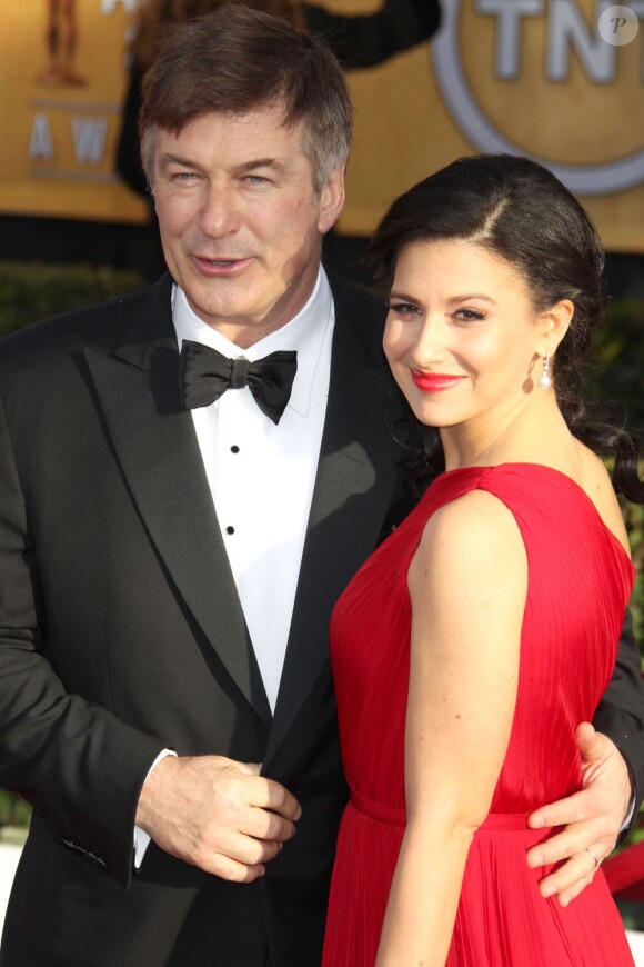 Alec Baldwin et sa femme Hilaria Thomas, aux SAG Awards, à Los Angeles, le 27 janvier 2013.