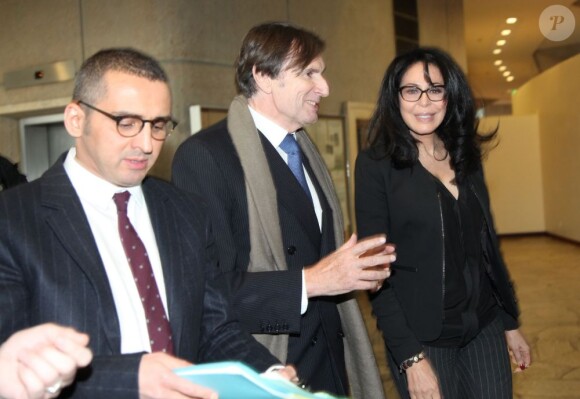Exclusif - Daniel Rondeau et Yamina Benguigui (ministre déléguée en charge des Français de l'étranger et de la Francophonie) accompagnée de son conseiller en communication Sid Rouis à la soirée de solidarité pour le Mali à l'Unesco à Paris, le 18 février 2013.
