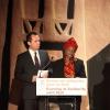 Exclusif : Eric Fzlt (Sous directeur general de l'Unesco pour les relations exterieur et l'information du public) et Angelique Kidjo (Ambassadrice de bonne volonte de l'Unicef) - Soiree de solidarite pour le Mali a l'Unesco a Paris. Le 18 fevrier 2013