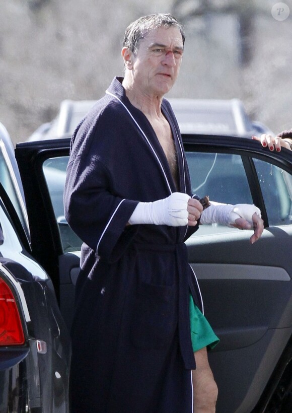 Robert De Niro en boxeur revenant sur le tournage de Grudge Match à la Nouvelle Orléans le 19 février 2013.