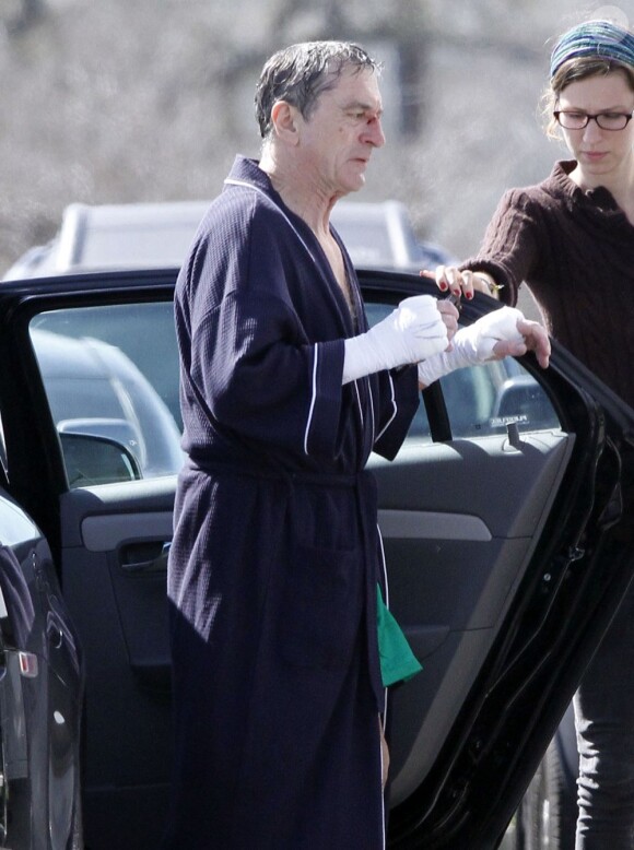 Robert De Niro dans un costume de boxeur (comme un air de déjà-vu) sur le tournage de Grudge Match à la Nouvelle Orléans le 19 février 2013.