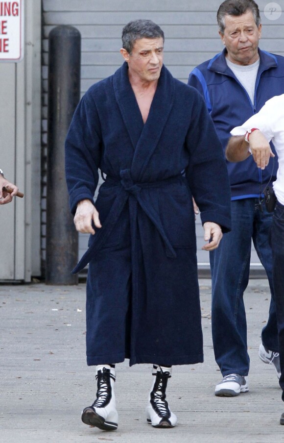Sylvester Stallone renoue avec la boxe sur le tournage de Grudge Match à la Nouvelle Orléans le 19 février 2013.