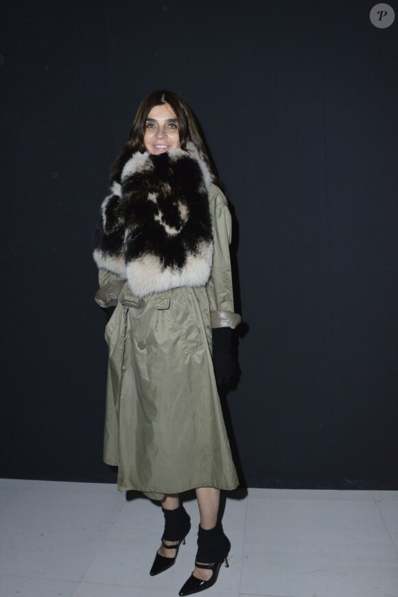 Carine Roitfeld à la soirée Sergio Rossi pendant la Fashion week de Milan, le 21 février 2013.