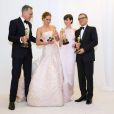 Daniel Day Lewis, Jennifer Lawrence, Anne Hathaway et Christoph Waltz avec leurs Oscars le 24 février 2013