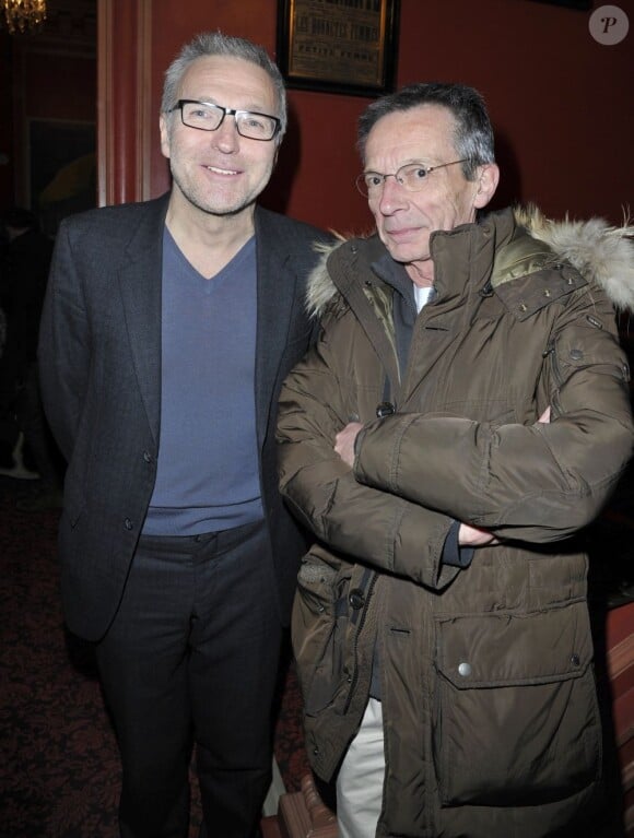 Laurent Ruquier et Patrice Leconte pour la 200e d'"Inconnu à cette adresse" au Théâtre Antoine à Paris, le 25 février 2013.