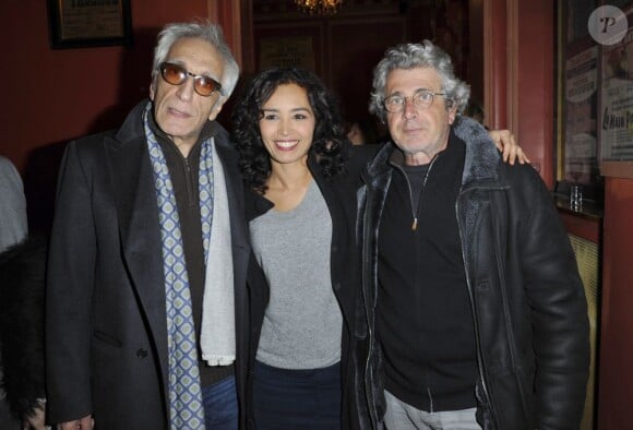 Gérard Darmon, Aïda Touihri et Michel Boujenah pour la 200e d'"Inconnu à cette adresse" au Théâtre Antoine à Paris, le 25 février 2013.