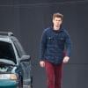 Andrew Garfield en action sur le tournage de The Amazing Spider-Man 2 à Brooklyn, New York, le 26 février 2013.