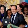 François Hollande lors du Forum mondial des femmes francophones à l'Elysée le 20 mars 2013.