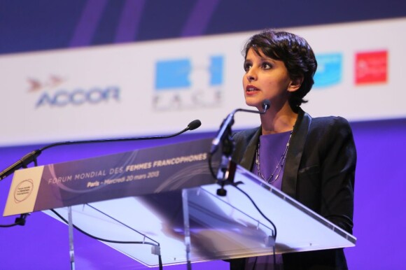 Najat Vallaud-Belkacem lors du Forum mondial des femmes francophones au Quai Branly le 20 mars 2013.