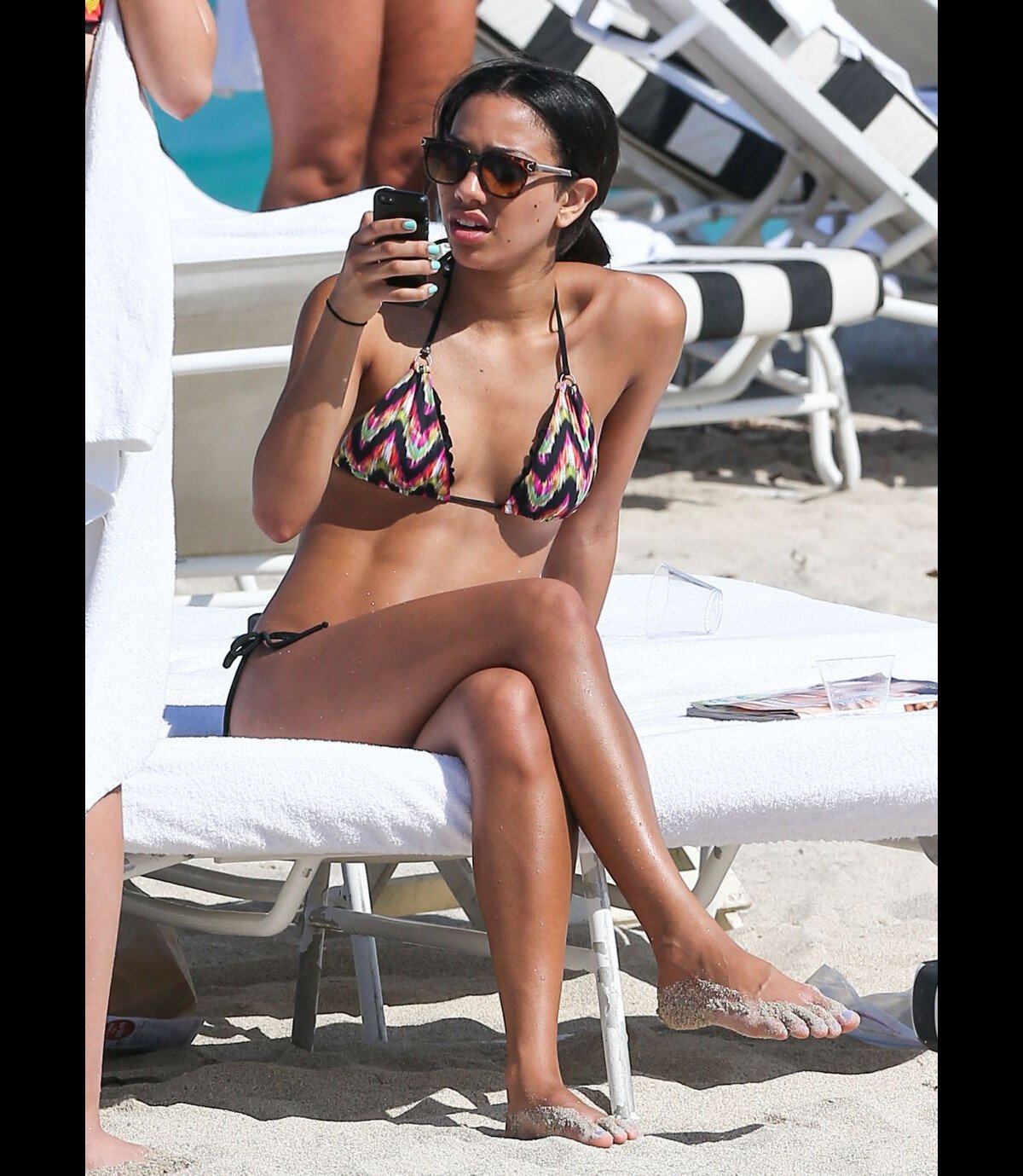 Photo : Corinne Bishop, la fille de Jamie Foxx, sexy en bikini en vacances  avec des amis à Miami, le 20 mars 2013. - Purepeople