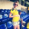Lorelei Taron, épouse de Falcao, a posté sur les réseaux sociaux cette photo d'elle enceinte tandis que son mari jouait et marquait pour la Colombie face à la Bolivie le 22 mars 2013.