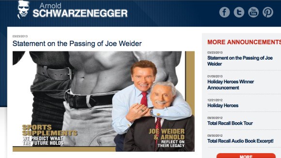 Arnold Schwarzenegger bouleversé par la mort de Joe Weider, père de son destin