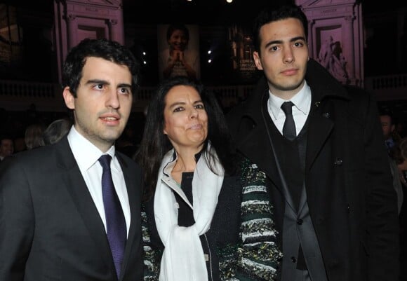 Francoise Bettencourt-Meyers et ses fils Nicolas et Jean-Victor Meyers - Cérémonie pour les Prix L'Oréal-Unesco remis à la Sorbonne à Paris, le 28 mars 2013.