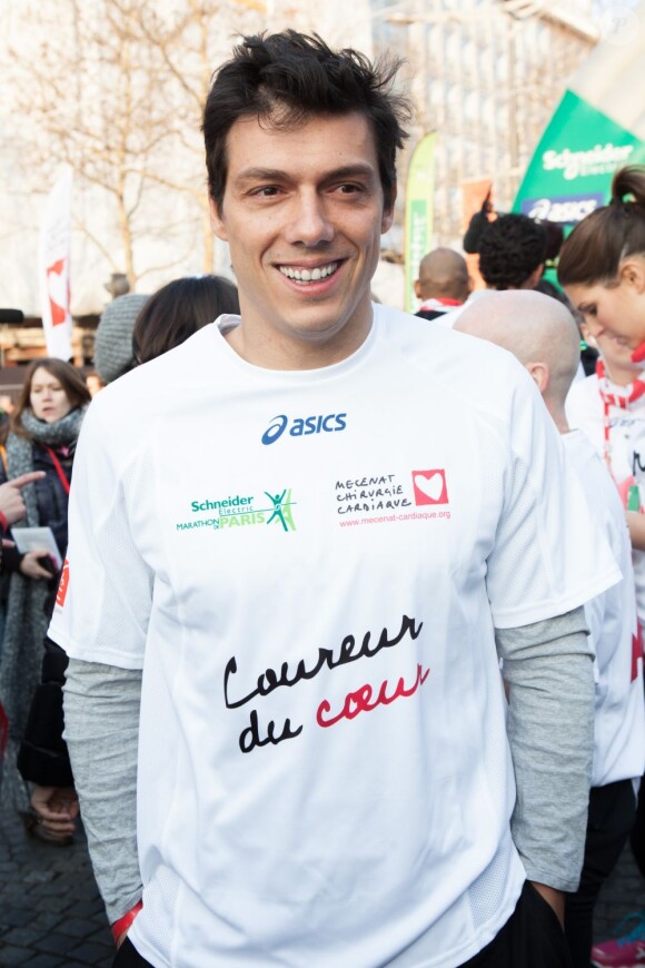 Taïg Khris au marathon de Paris le dimanche 7 avril 2013 pour courir sous les couleurs de Mécénat Chirurgie Cardiaque