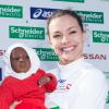 Miss France 2013 Marine Lorphelin au marathon de Paris le dimanche 7 avril 2013 pour courir sous les couleurs de Mécénat Chirurgie Cardiaque