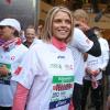 Sylvie Tellier au marathon de Paris le dimanche 7 avril 2013 pour courir sous les couleurs de Mécénat Chirurgie Cardiaque