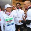 Marc Raquil, Satya Oblette et Laëtitia Bléger au marathon de Paris le dimanche 7 avril 2013 pour courir sous les couleurs de Mécénat Chirurgie Cardiaque