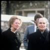 Margaret Thatcher et François Mitterrand lors de la signature des accords pour la construction d'un tunnel sous la Manche le 17 décembre 1985