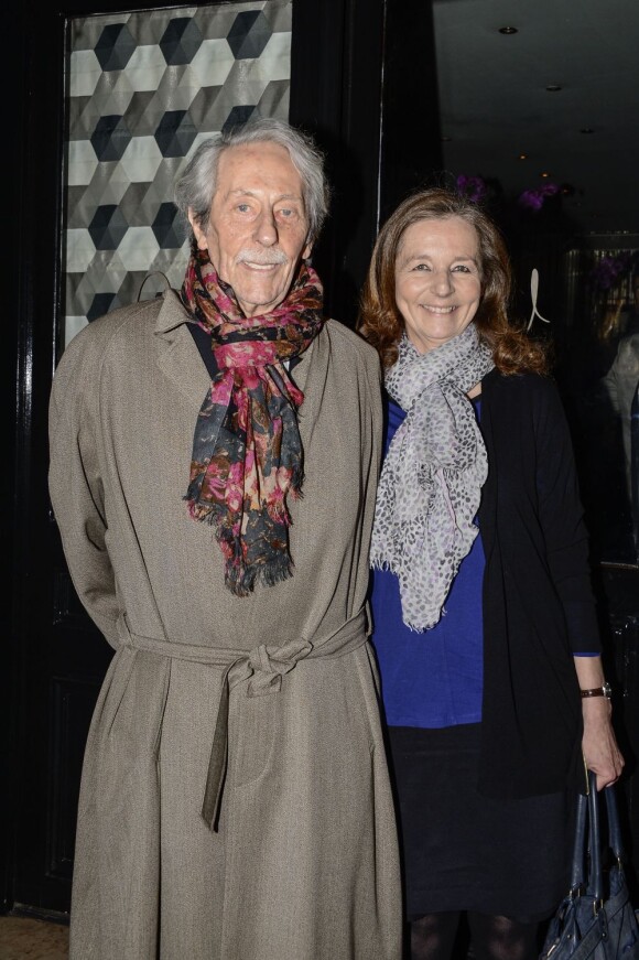 Jean Rochefort et sa femme Françoise arrivent au Veramente de Paris, le 9 avril 2013.