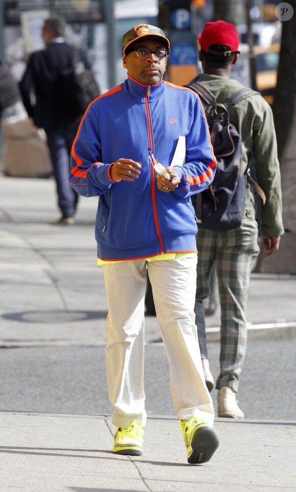 Spike Lee sur le tournage de Mania Days à Odessa, East Village, New York, le 10 avril 2013.