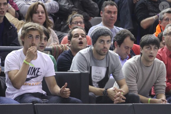 Gerard Piqué, célibataire le 11 avril 2013 lors du quart de finale de l'Euroligue de basket entre le FC Barcelone et le Panathinaïkos Athènes au Palau Blaugrana