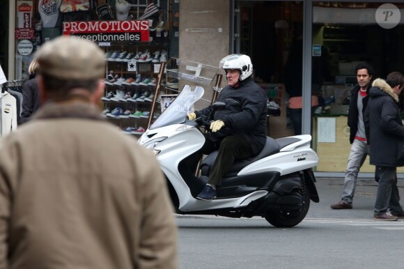 Gérard Depardieu et son nouveau scooter le 6 avril 2013.