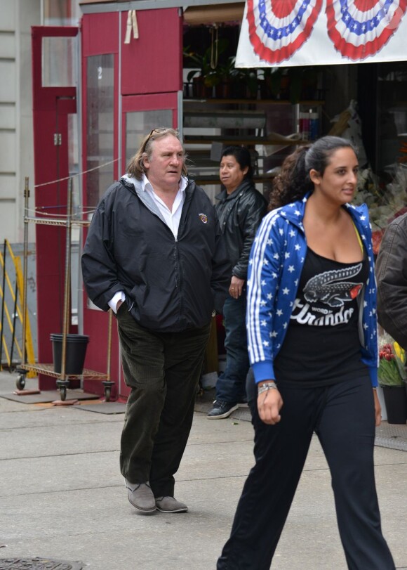 Gérard Depardieu et sa fille Roxane à New York le 13 avril 2013.