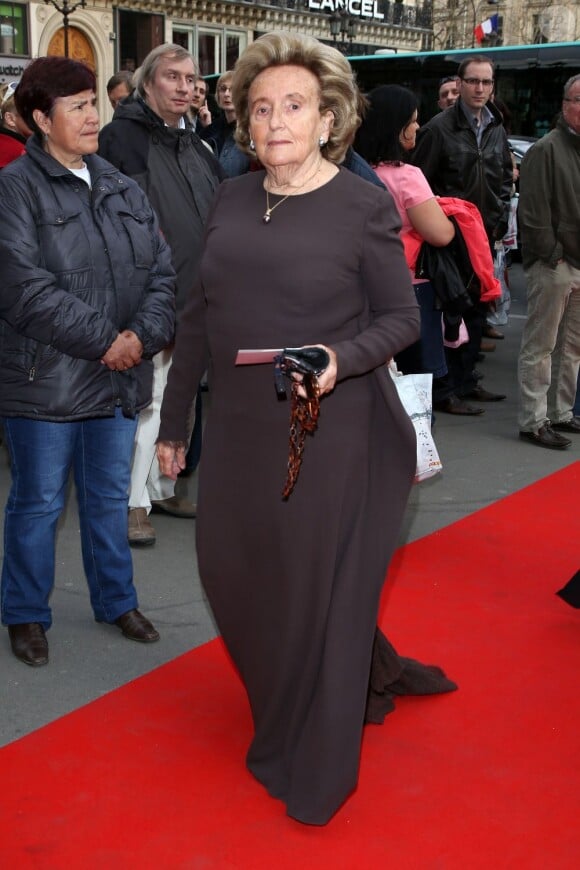 Bernadette Chirac au Palais Garnier pour le Gala des 300 ans de l'école de danse de l'Opera à Paris le 15 avril 2013.