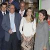 Letizia d'Espagne lors du lancement de la campagne Mission 60e anniversaire de l'AECC, l'Association espagnole de lutte contre le cancer, dont elle est la présidente d'honneur, le 16 avril 2013 à Madrid.