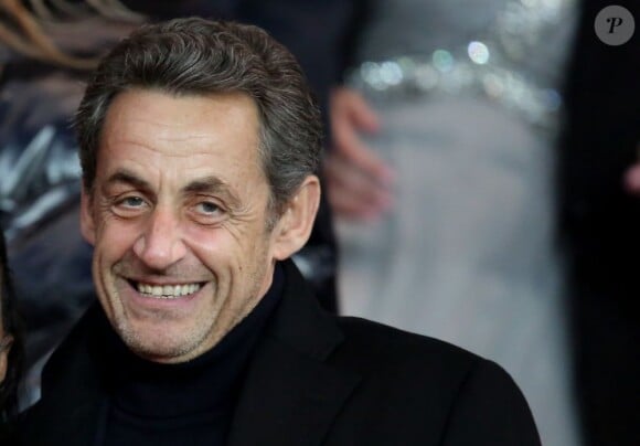 Nicolas Sarkozy lors du quart de finale aller de la ligue des Champions entre le Paris Saint-Germain et le FC Barcelone au Parc des Princes à Paris le 2 avril 2013