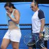 Marion Bartoli et son père Walter Bartoli lors d'un entraînement durant l'Open d'Australie à Melbourne le 12 janvier 2013