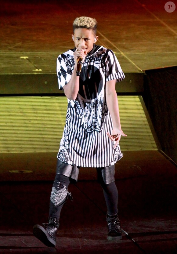 Jaden Smith en première partie lors du concert de Justin Bieber à l'O2 Arena. Londres, le 4 mars 2013.