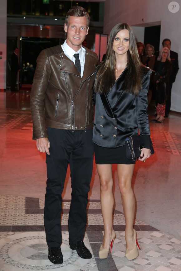 Tomas Berdych et sa compagne Ester Satarova. Soirée lors du Rolex Masters de Monte-Carlo, le 19 avril 2013