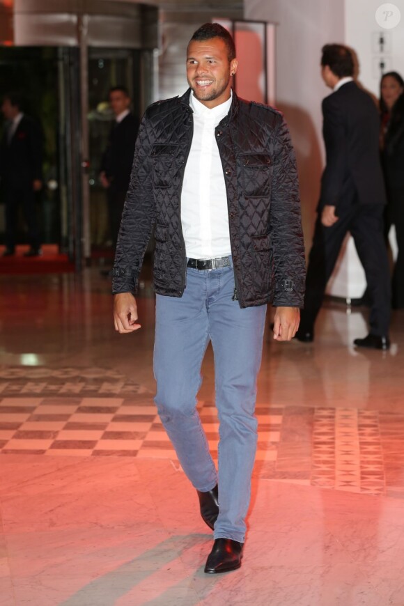 Jo-Wilfried Tsonga. Soirée lors du Rolex Masters de Monte-Carlo, le 19 avril 2013