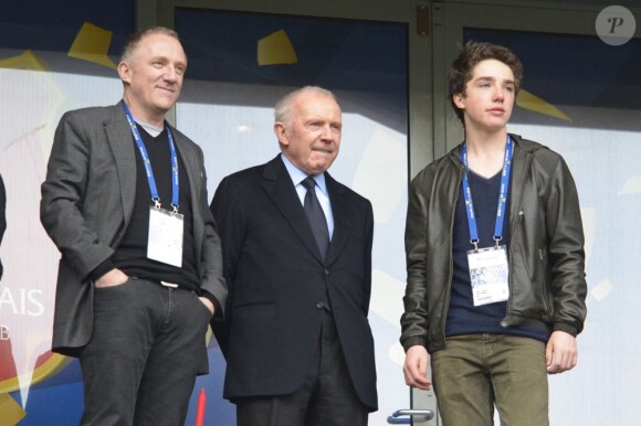 François-Henri, François et... François Pinault, trois générations réunies dans la déception au Stade de France le 20 avril 2013 lors de la finale de la Coupe de la Ligue 2013, remportée par l'AS Saint-Etienne aux dépens de Rennes, 1 à 0, but de Brandao.