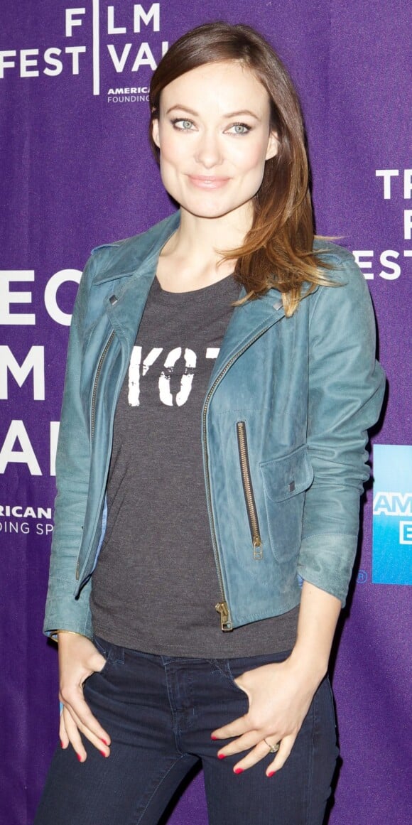 Olivia Wilde décontractée pour présenter le court-métrage The Rider And The Storm au Tribeca Film Festival à New York, le 22 avril 2013.