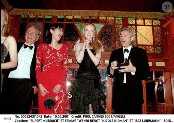 Rupert Murdoch et sa femme Wendi Deng au côté de Nicole Kidman et Baz Luhrmann au Festival de Cannes 2001.