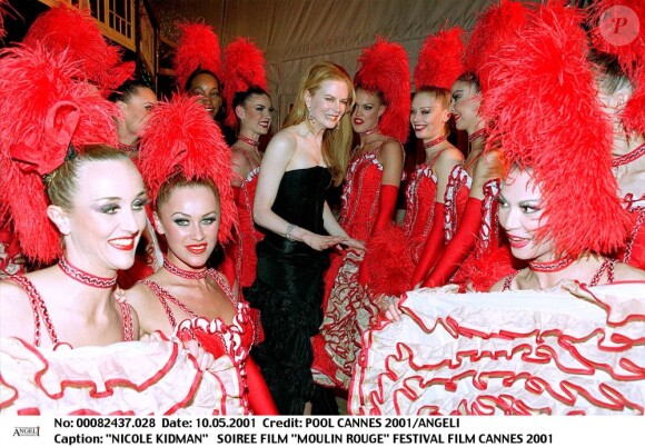 Nicole Kidman lors d'une soirée Moulin Rouge à Cannes 2001.