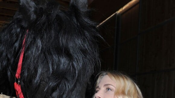Daryl Hannah angélique auprès d'un beau cheval noir : Un combat dans la douceur